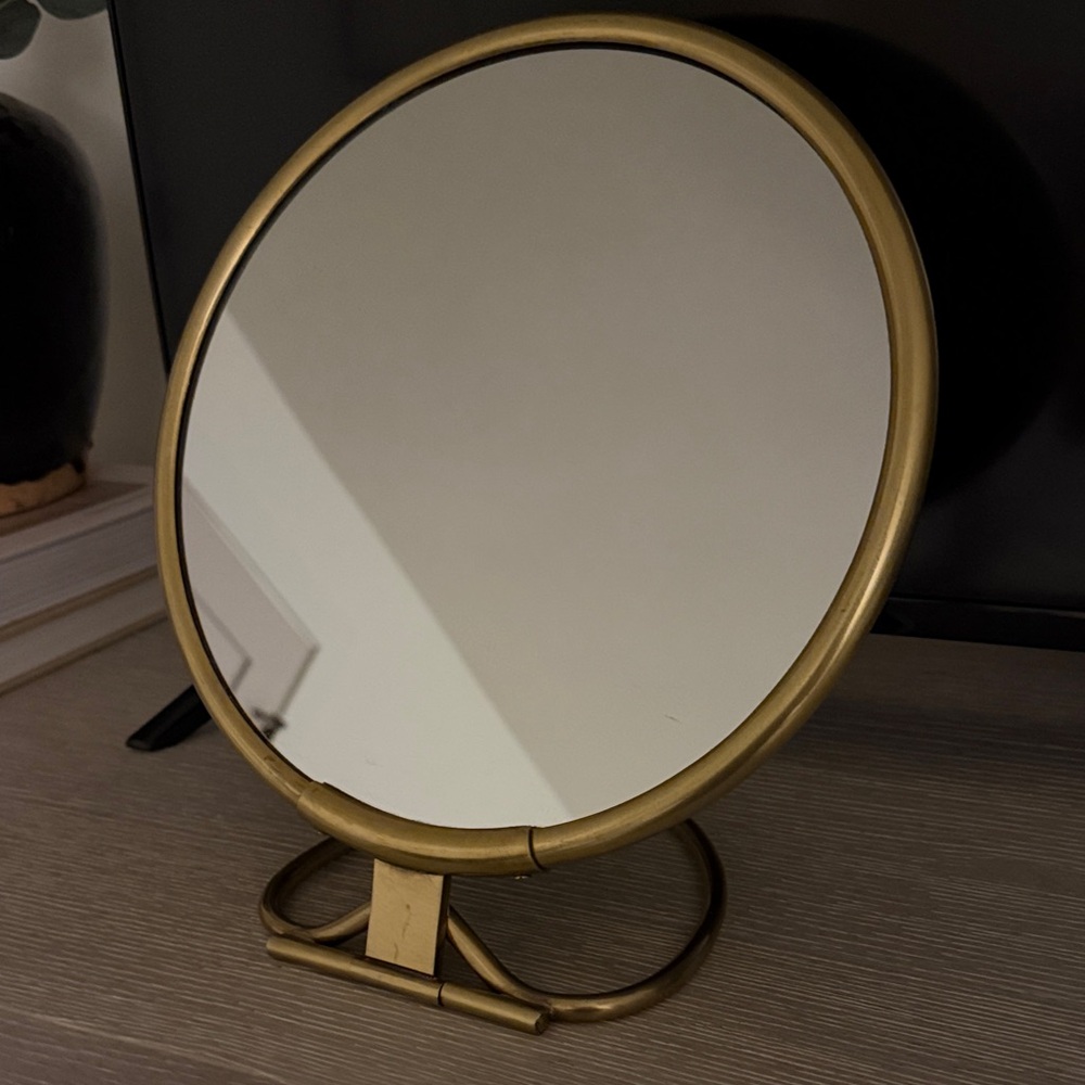 McGee & Co Elegant Gold Tabletop Mirror foldable